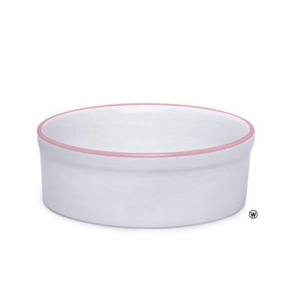 Comedouro Bebedouro de Porcelana 600ml Borda Rosa