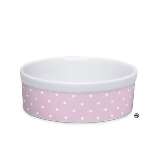 Comedouro Bebedouro de Porcelana 600ml Rosa Bolinhas