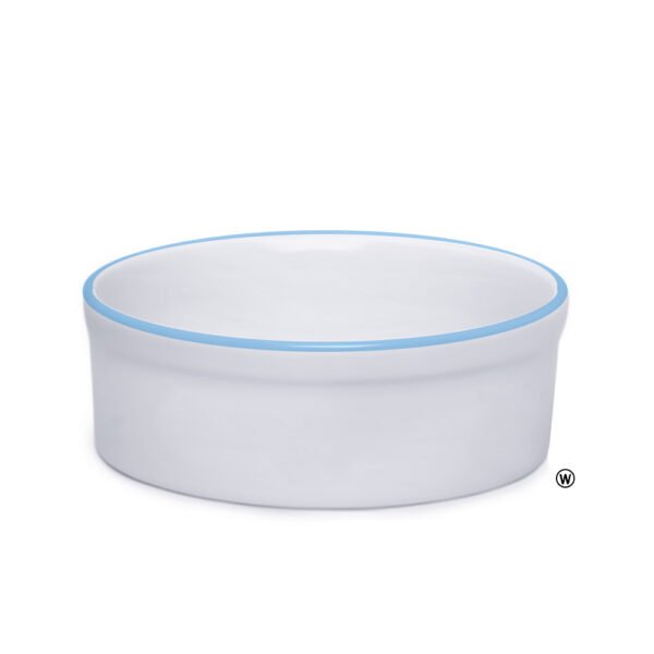 Comedouro Bebedouro de Porcelana 600ml Borda Azul