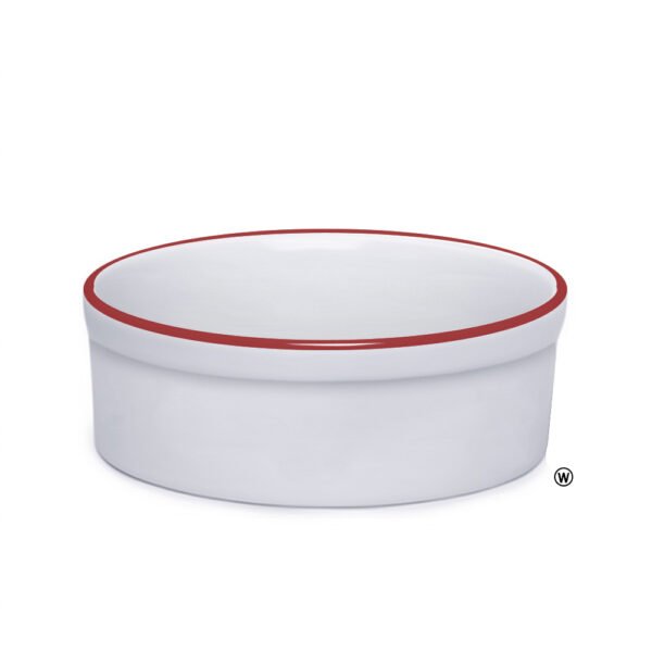 Comedouro Bebedouro de Porcelana 600ml Borda Vermelha