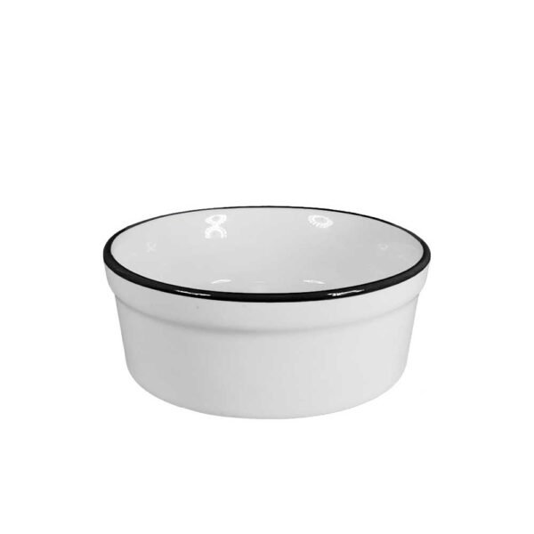 Comedouro Bebedouro de Porcelana Pequeno 300ml Borda Preta
