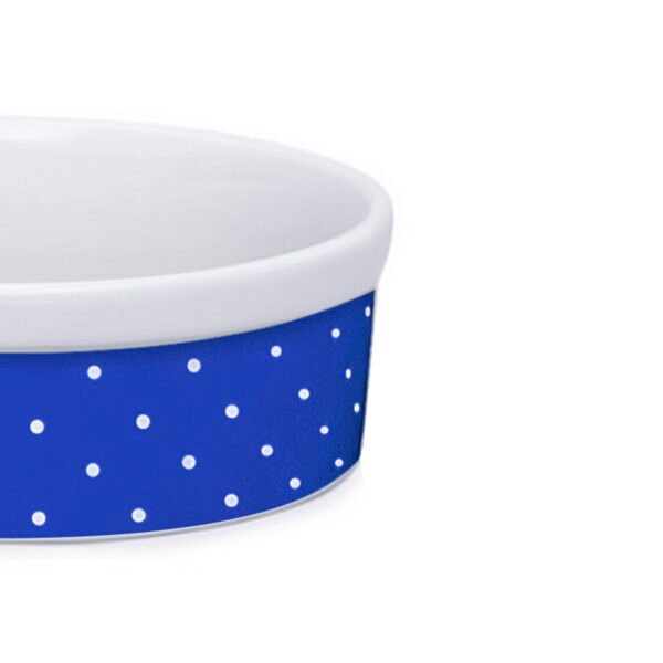 Comedouro de Porcelana Cachorro Gato 600ml Azul Bolinhas - Image 2