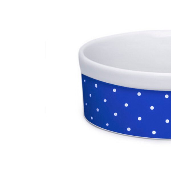 Comedouro de Porcelana Cachorro Gato 600ml Azul Bolinhas - Image 3