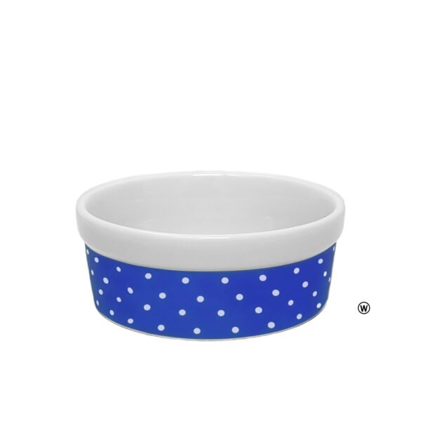 Comedouro de Porcelana Pequeno Azul Bolinhas 300ml