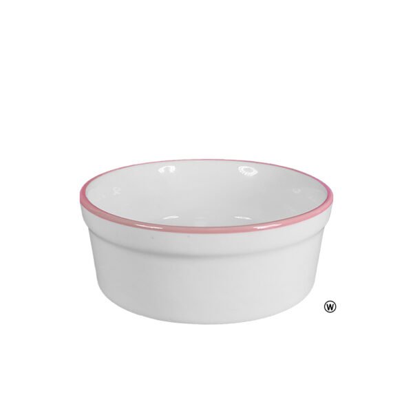 Comedouro Bebedouro de Porcelana Pequeno 300ml Borda Rosa