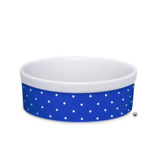 Comedouro de Porcelana Cachorro Gato 600ml Azul Bolinhas
