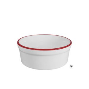 Comedouro de Porcelana 300ml Borda Vermelha