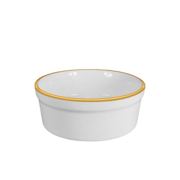 Comedouro de Porcelana 300ml Borda Dourada