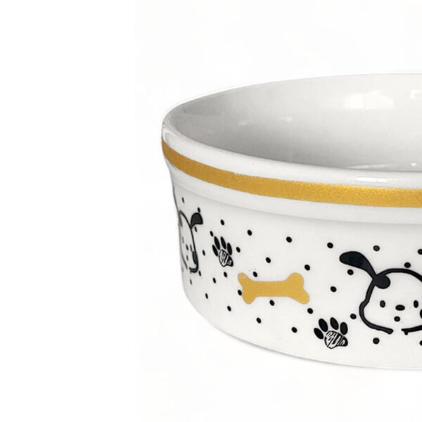 Comedouro de Porcelana Gato Cachorro 600ml Cachorro Dourado - Image 3