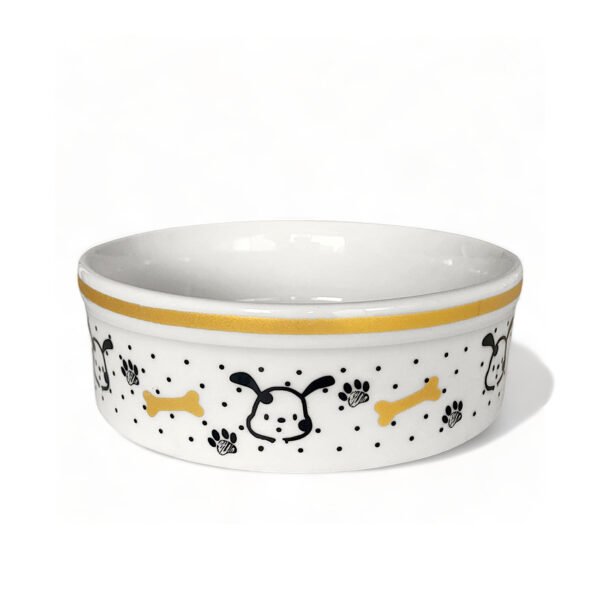 Comedouro de Porcelana Gato Cachorro 600ml Cachorro Dourado
