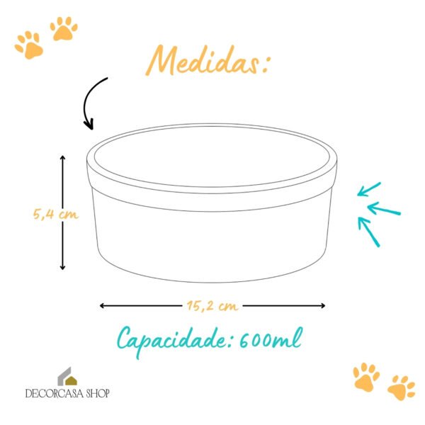 Comedouro de Porcelana Gato Cachorro 600ml Cachorro Dourado - Image 4